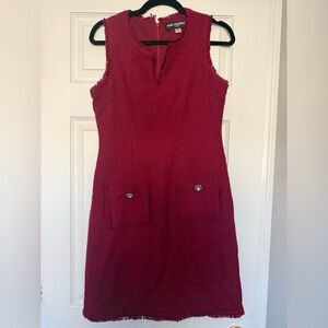 Karl Lagerfeld Paris Burgundy Tweed Sleeveless Shift Dress Size 6